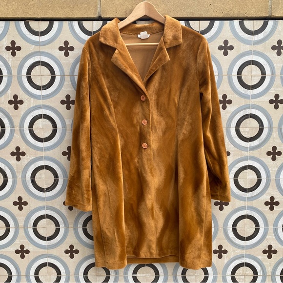 U.S. Vintage Jackets & Blazers - Vintage Brown Velvet Button Up Coat